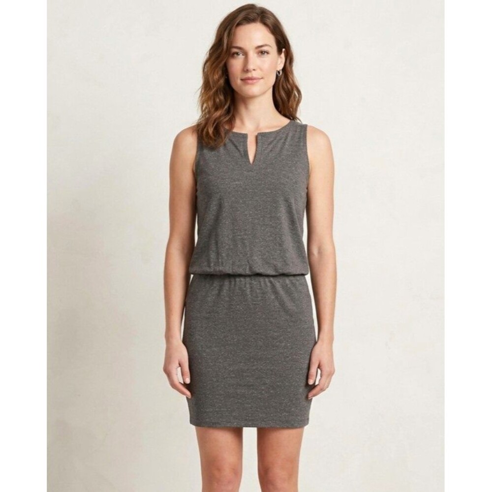 Athleta Dress XXS Heather Moss Green Shift V-Neck  Knit Pullover Stretch waist